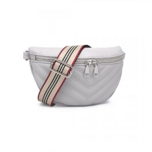 WIDE STRAP BUM BAG LIGHTWEIGHT ADJUSTABLE WAIST BAG - GREY