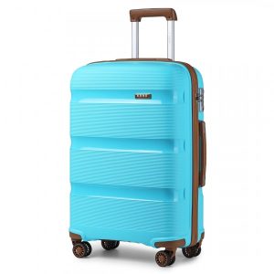 24 INCH BRIGHT HARD SHELL PP SUITCASE - CLASSIC COLLECTION IN BLUE AND BROWN - KONO