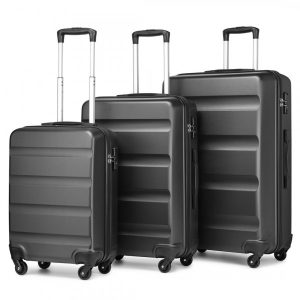 3-PIECE LIGHTWEIGHT ABS HARDSHELL SUITCASE SET - 19, 24, 28 INCH WITH SECURE TSA LOCK IN GREY - KONO