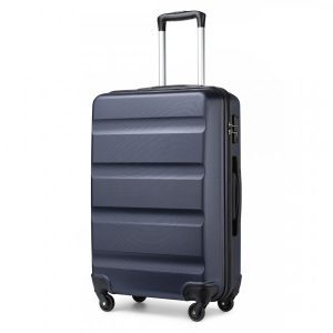 28 INCH CHECK IN LUGGAGE - STREAMLINED ABS HARDSHELL SUITCASE WITH SECURE TSA LOCK IN NAVY - KONO